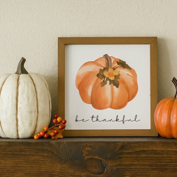 Rustic Farmhouse “Be Thankful” Pumpkin Sign | Fall Harvest Decor | Autumn Decor - Picture 1 of 1